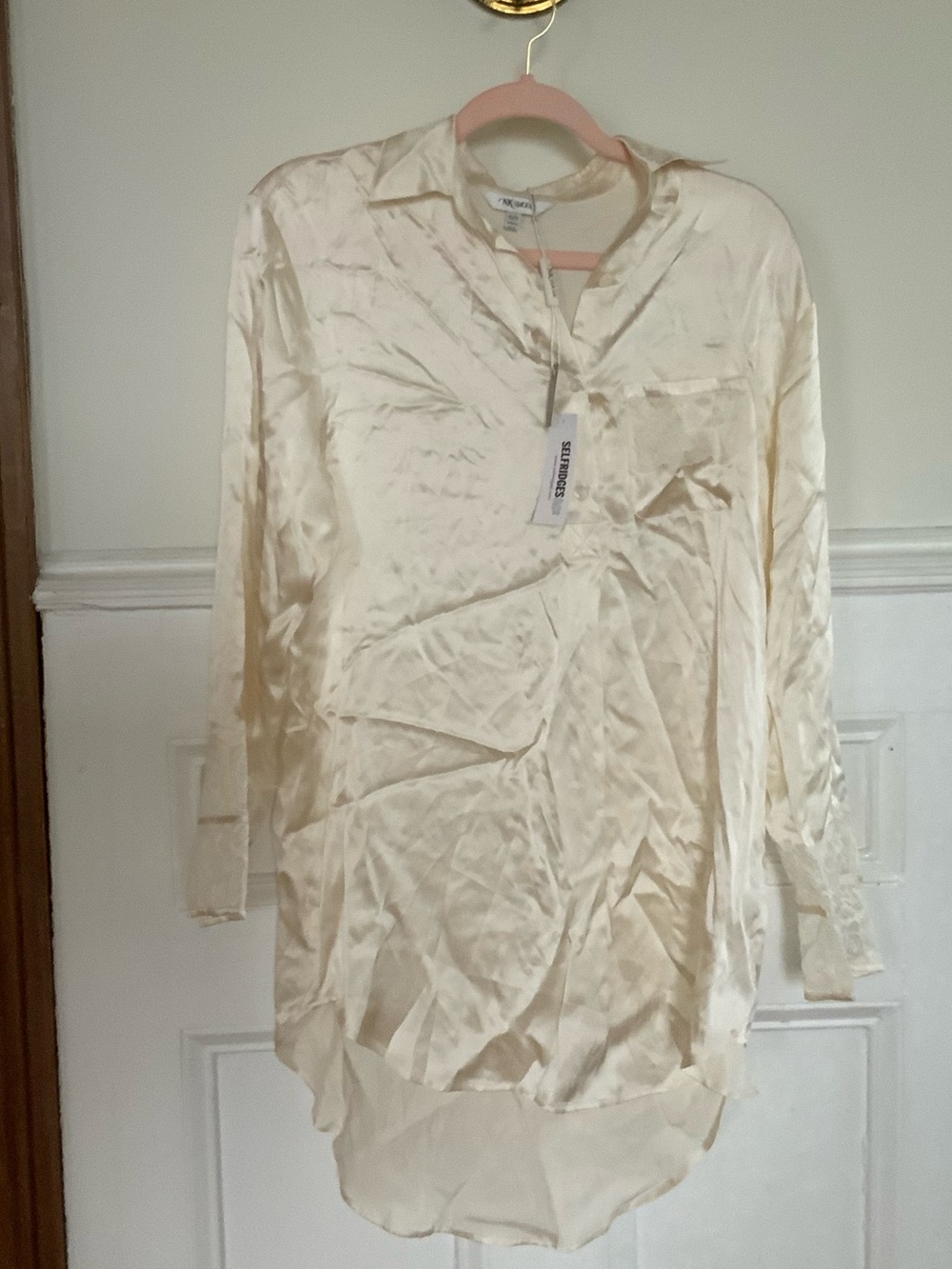 NK iMODE Meghan Silk Sleep Shirt Off White NWT XS $430 Retail